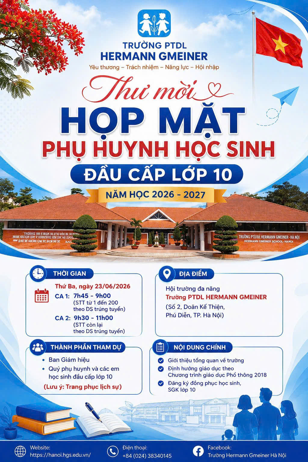 Thư mời họp mặt phụ huynh học sinh đầu cấp lớp 10